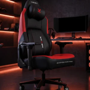 WENEX NEXAR COMMANDER gaming chair in a red-lit gaming room at night