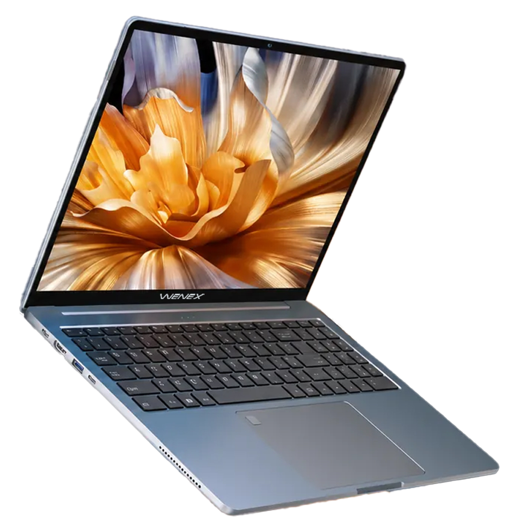 WENEX MyBook 16-inch laptop, three-quarter view, open