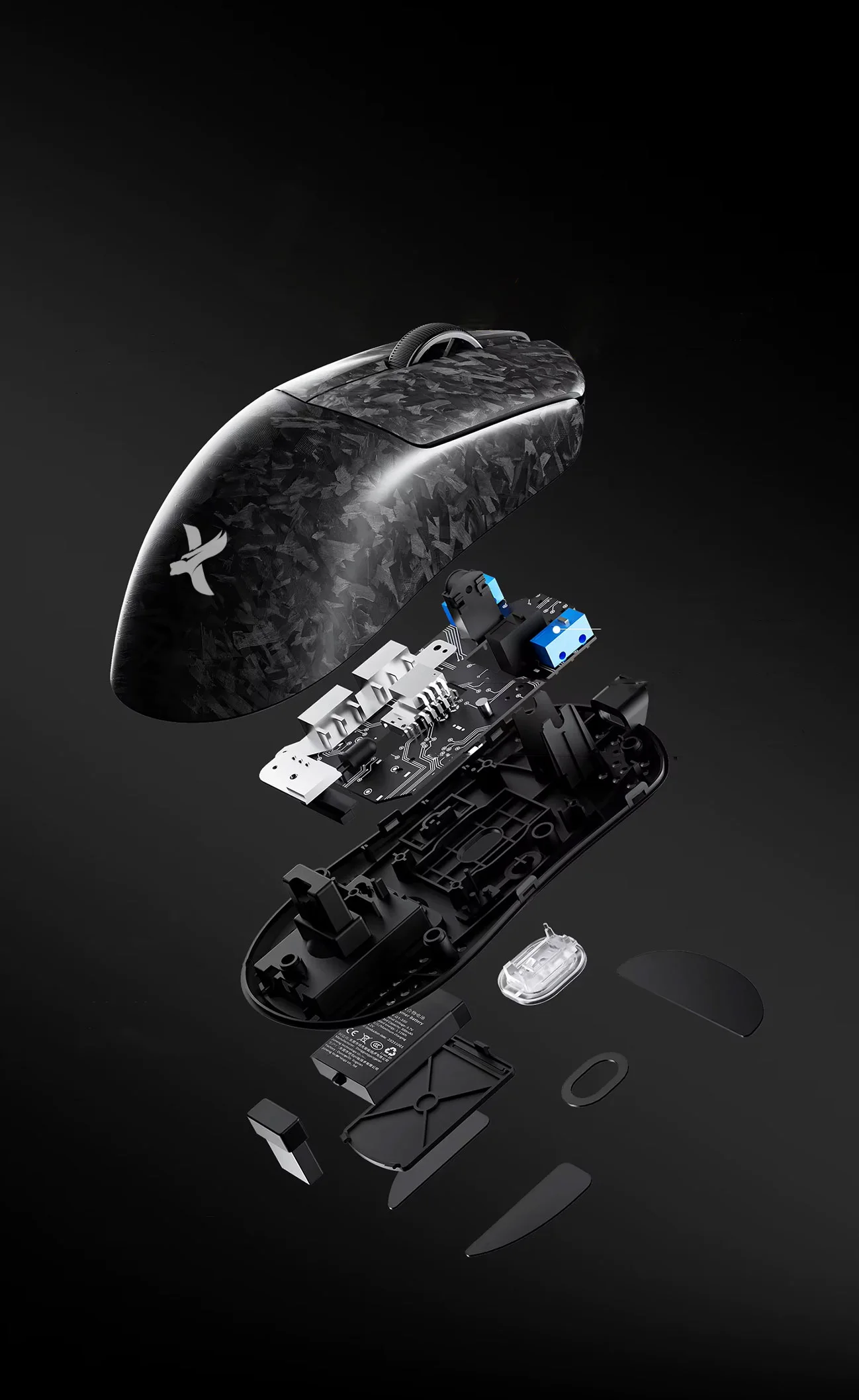 WENEX VECTOR gaming mouse exploded view showing internal components