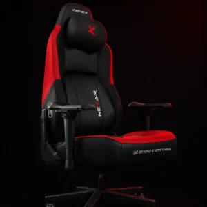 WENEX COMMANDER بلون Inferno Red، بمنظر أمامي كامل في استوديو مظلم وإضاءة حواف قرمزية